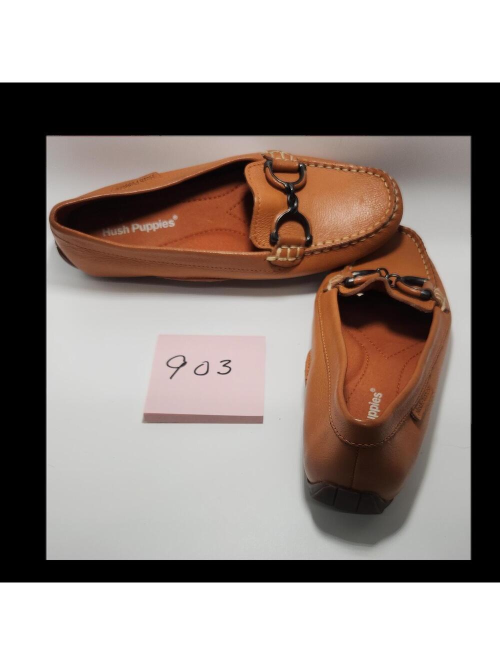 Hush Puppies Women’s Brown Leather Slip-On Loafer Flats Square Toe US 7.5
